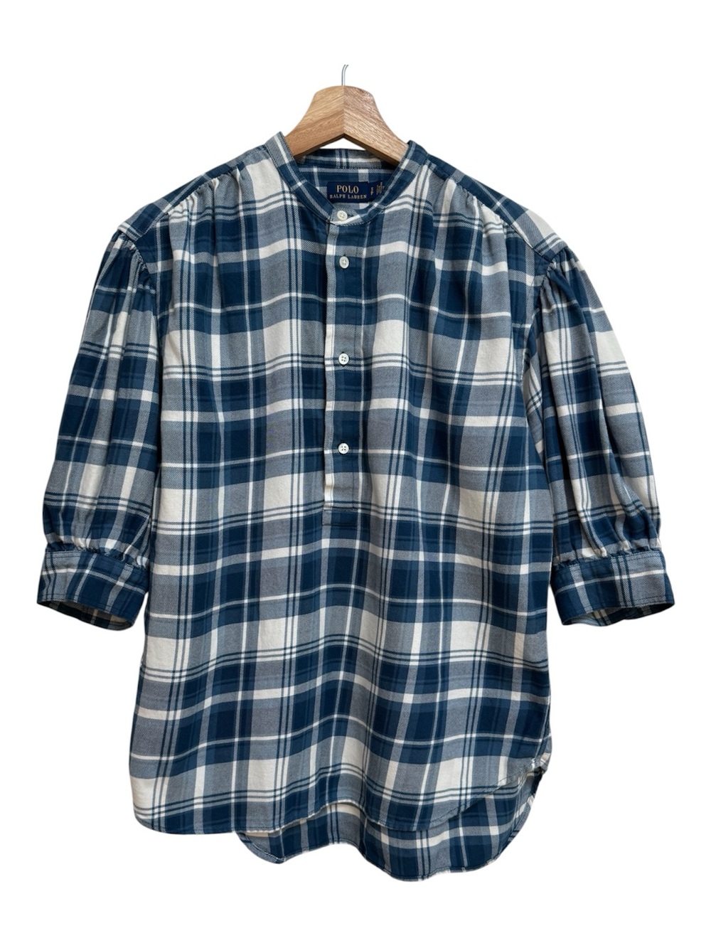 Polo Ralph Lauren Cotton Plaid Popover Blouse Top‎ Women Small Country Western